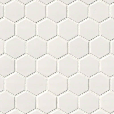 Domino White, Hexagon Mosaic | Porcelain Kitchen & Bath Tile by MSI