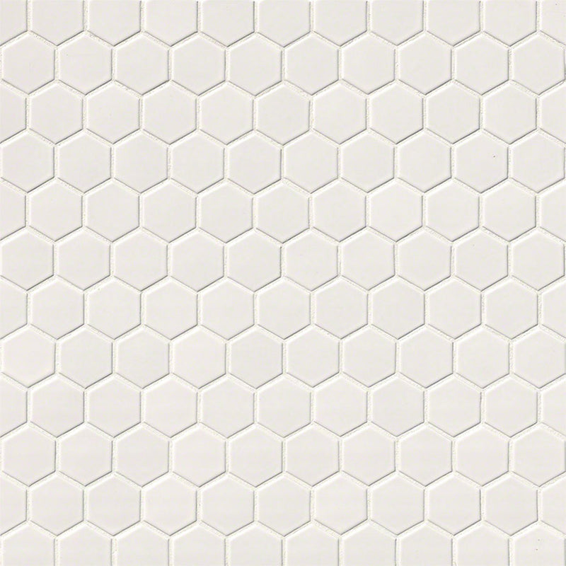 Domino White, Hexagon Mosaic | Porcelain Kitchen & Bath Tile by MSI