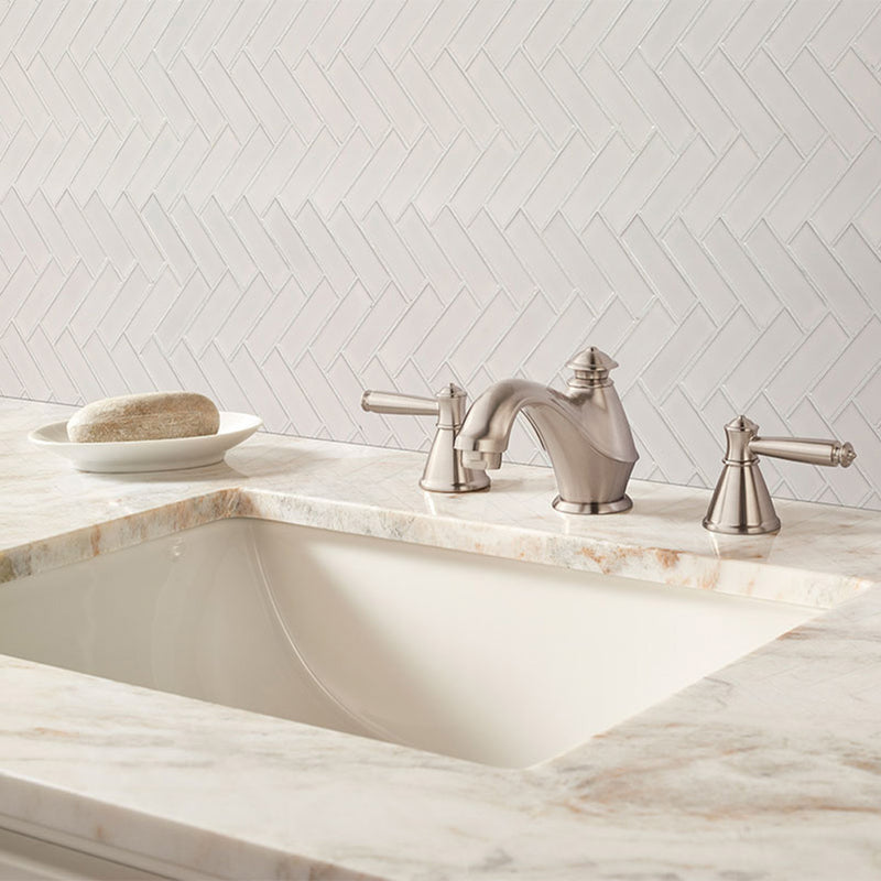 White, Herringbone Mosaic | Porcelain Tile | SMOT-PT-RETBIA-HB