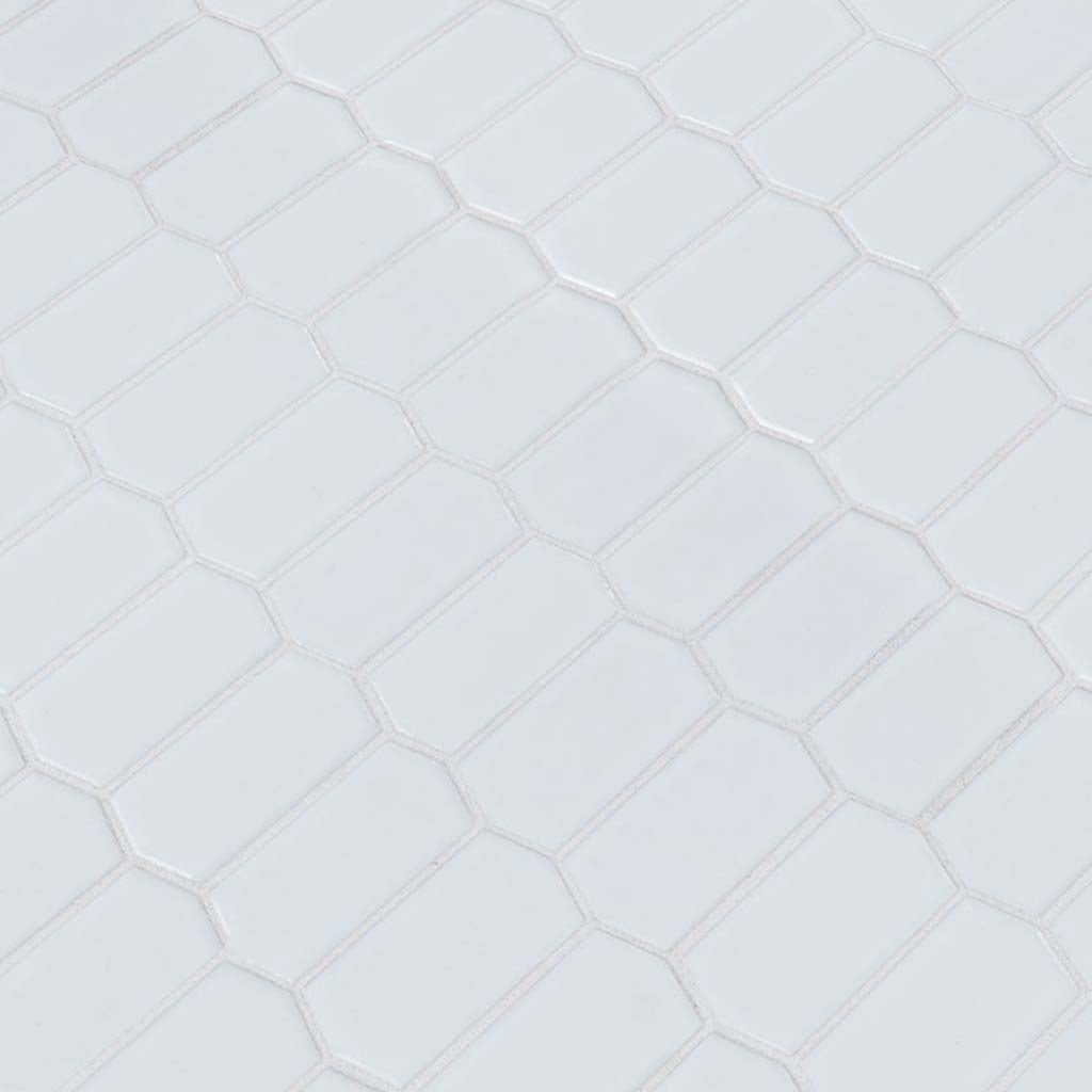 White Glossy Picket Porcelain Tile | Geometric Mosaic Tile by MSI