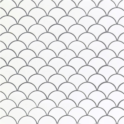 White, Fish Scale Mosaic | Porcelain Tile | SMOT-PT-RETBIA-SCALOP