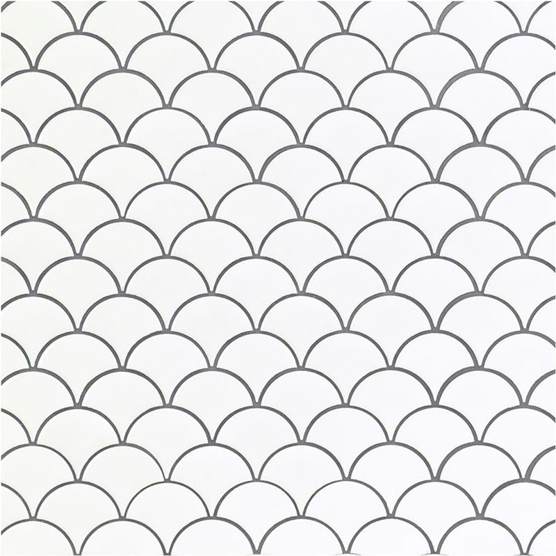 White, Fish Scale Mosaic | Porcelain Tile | SMOT-PT-RETBIA-SCALOP
