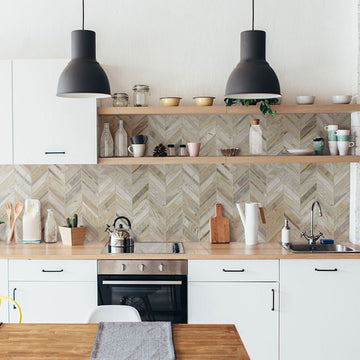 Athena Gold, Chevron Stone Tile | Marble Kitchen and Bath Tile by MSI