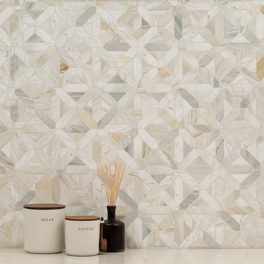 Athena Gold Geometrica, Stone Tile | Marble Kitchen & Bath Tile by MSI