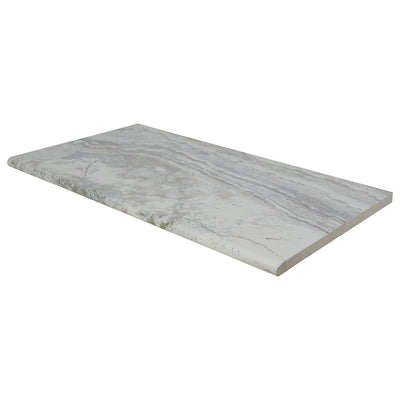 Argento Travertino, 13" x 24" | 2CM Porcelain Pool Coping by MSI