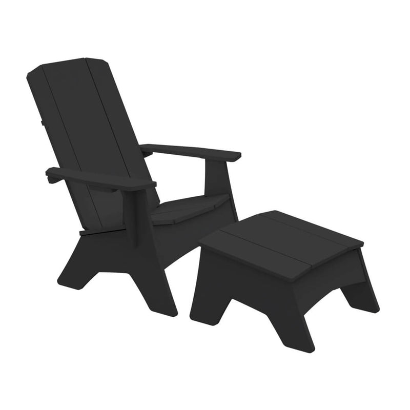 Mainstay Black Adirondack Regular Chair with Black Ottoman