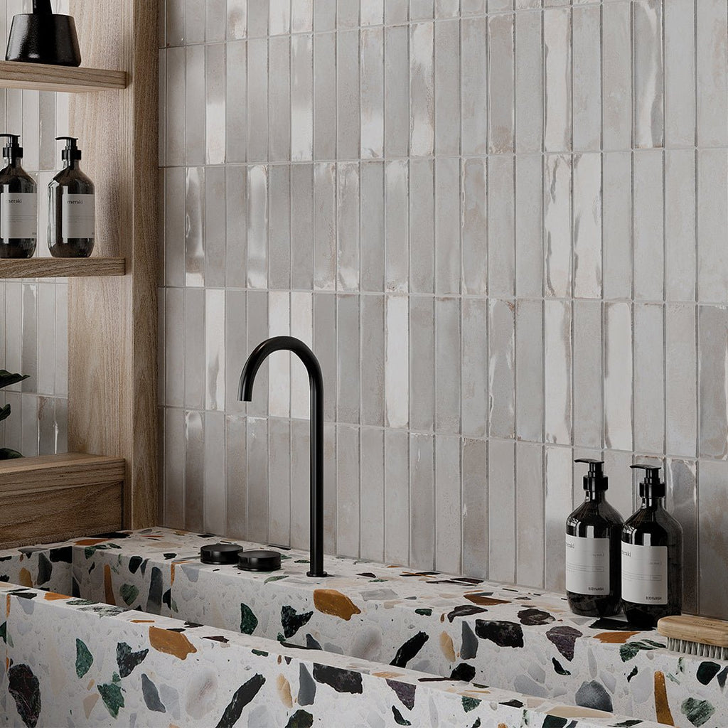 Marrakech Total White, 2" x 8" Porcelain Tile | Aquatica Pool Tile