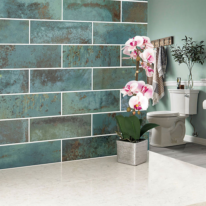 Marza Aqua, 4" x 12" Ceramic Tile | Backsplash & Wall Tile by MSI