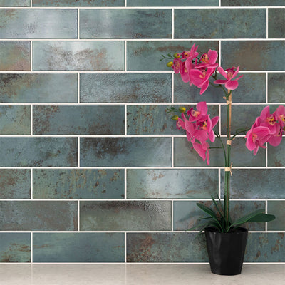 Marza Aqua, 4" x 12" Ceramic Tile | Backsplash & Wall Tile by MSI