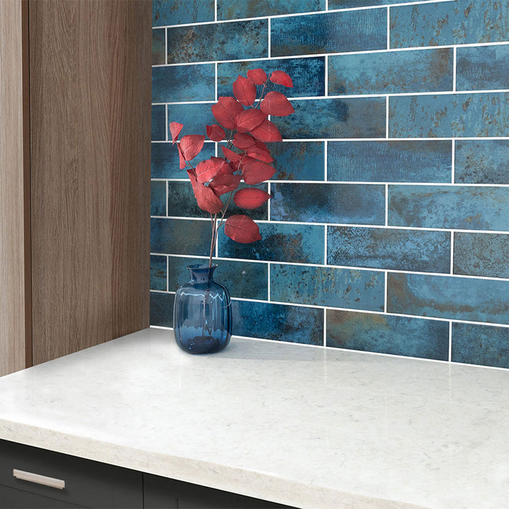 Marza Cobalt, 4" x 12" Ceramic Tile | Backsplash & Wall Tile by MSI