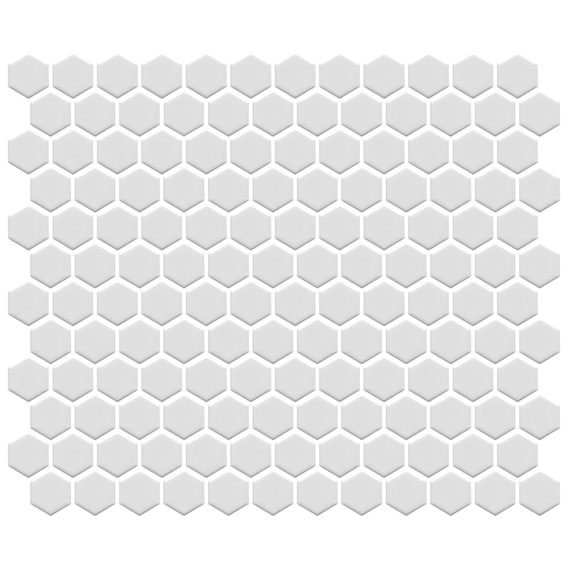 Matte White, Hexagon Porcelain Tile | Fujiwa Pool Tile