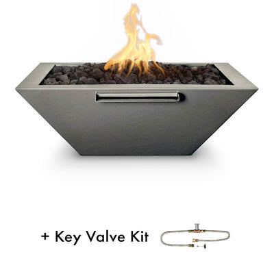 Maya Fire and Water Bowl with Key Valve Kit by The Outdoor Plus - Pewter 