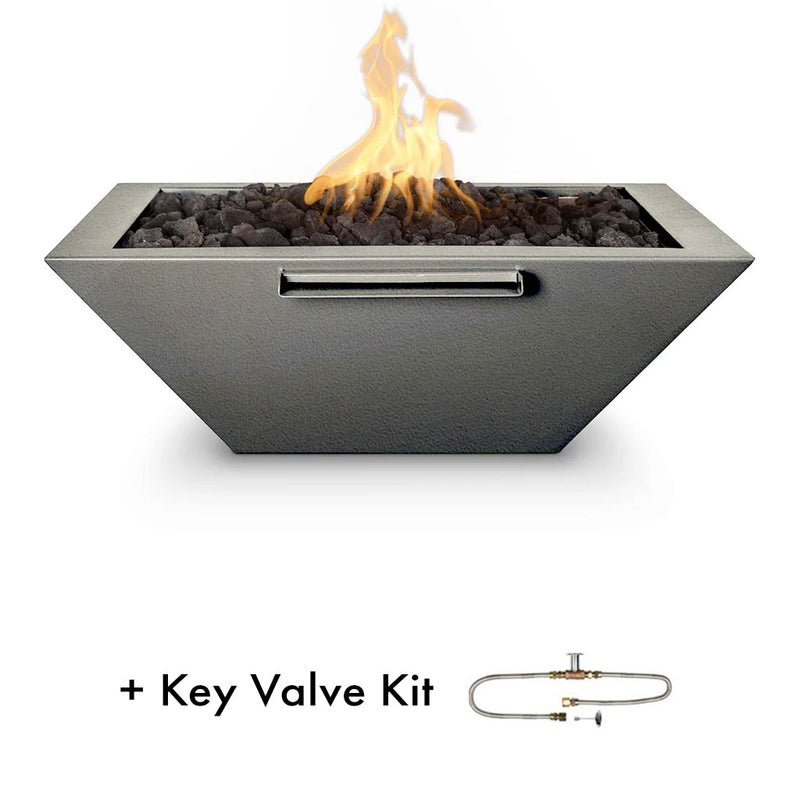 Maya Fire and Water Bowl with Key Valve Kit by The Outdoor Plus - Pewter 