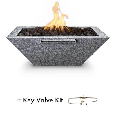 Maya Fire and Water Bowl with Key Valve Kit by The Outdoor Plus - Silver Vein 