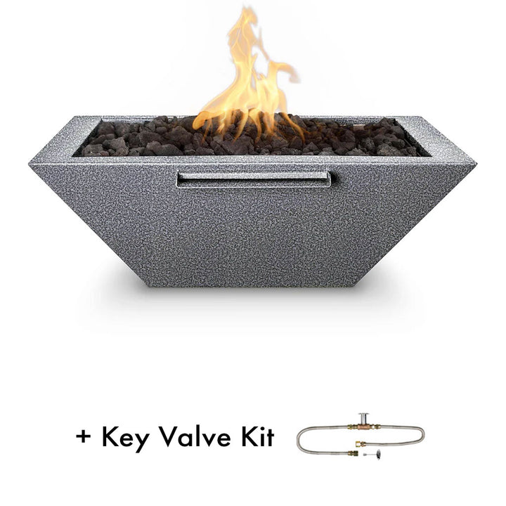 Maya Fire and Water Bowl with Key Valve Kit by The Outdoor Plus - Silver Vein 