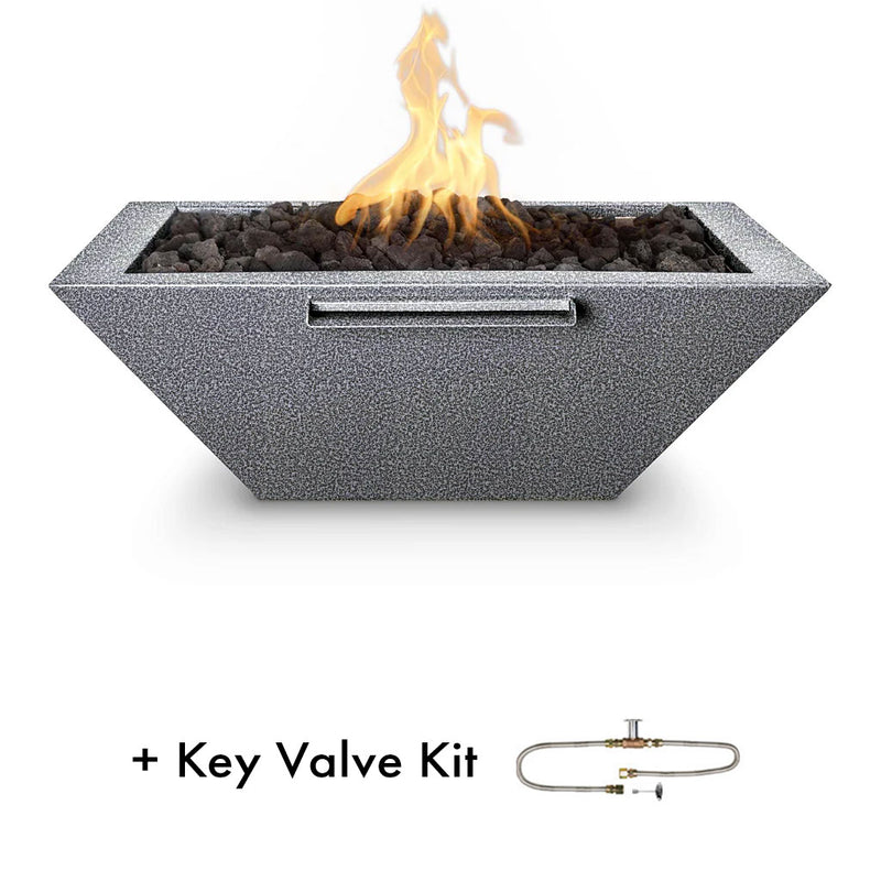 Maya Fire and Water Bowl with Key Valve Kit by The Outdoor Plus - Silver Vein 