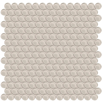 Mist, Penny Round Mosaic | ANAELEMPNRDMIST | Aquatica Glass Tile