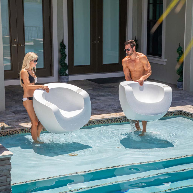 Moon Chair with White Cupholders | Luxury Pool Chair by Tenjam