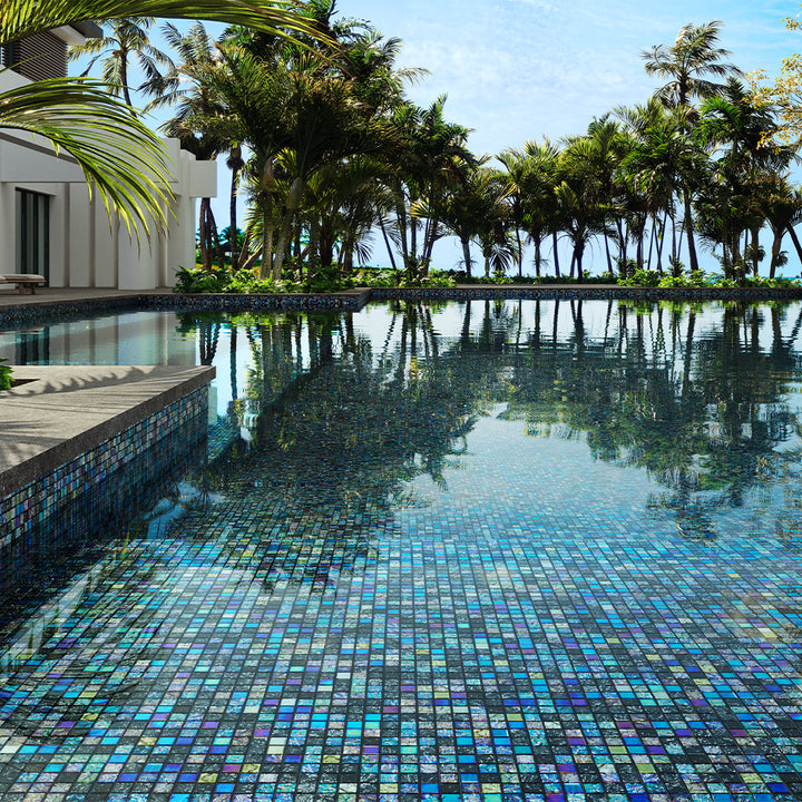 Mystic Black Glass Pool Tile by Vidrepur