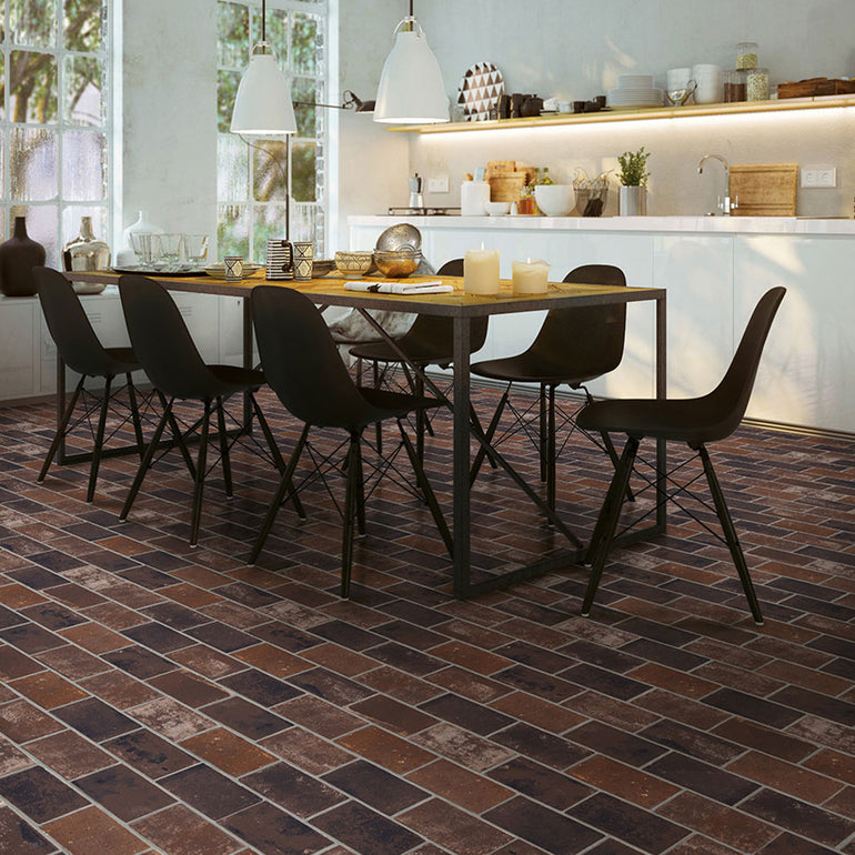 Red Brickstone, 2" x 10" Porcelain Tile | NCAPREDBRI2X10 | MSI