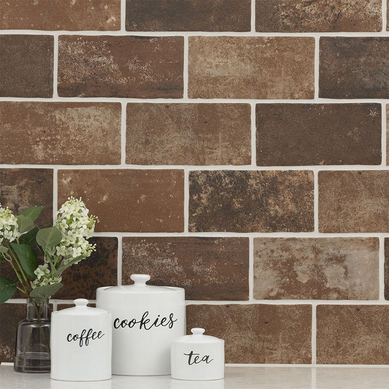 Red Brickstone, 5" x 10" Porcelain Tile | NCAPREDBRI5X10 | MSI