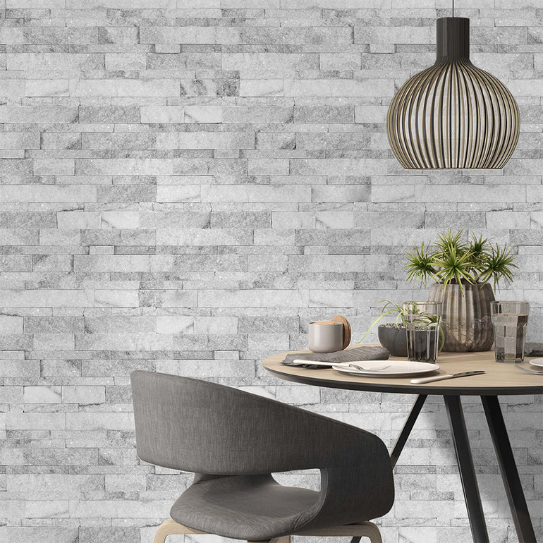Arctic Grey, 6" x 24" Marble Ledger Panel | Stacked Natural Stone