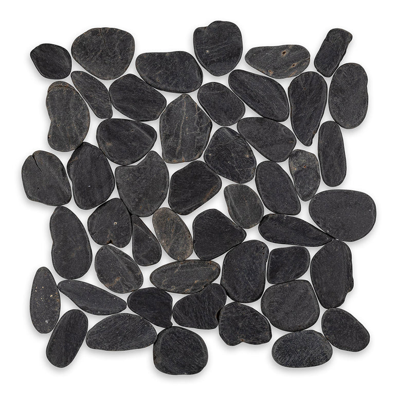 Flat Matte Black | Flat Stone Pebble Tile by Natural Stone Resources