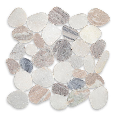 Flat Matte Greige | Flat Stone Pebble Tile by Natural Stone Resources