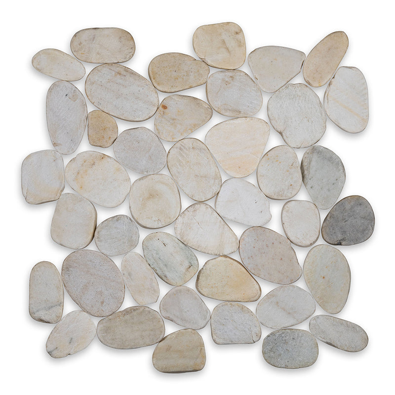 Flat Matte White | Flat Stone Pebble Tile by Natural Stone Resources