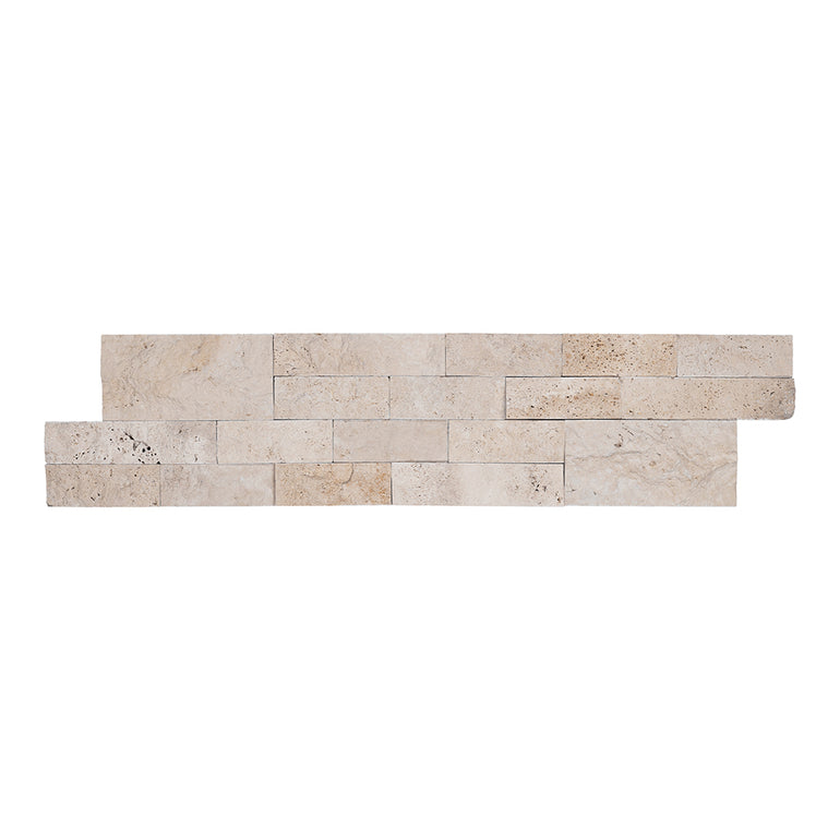 Ivory Travertine, 6" x 24" Ledger Panel | Stacked Natural Stone