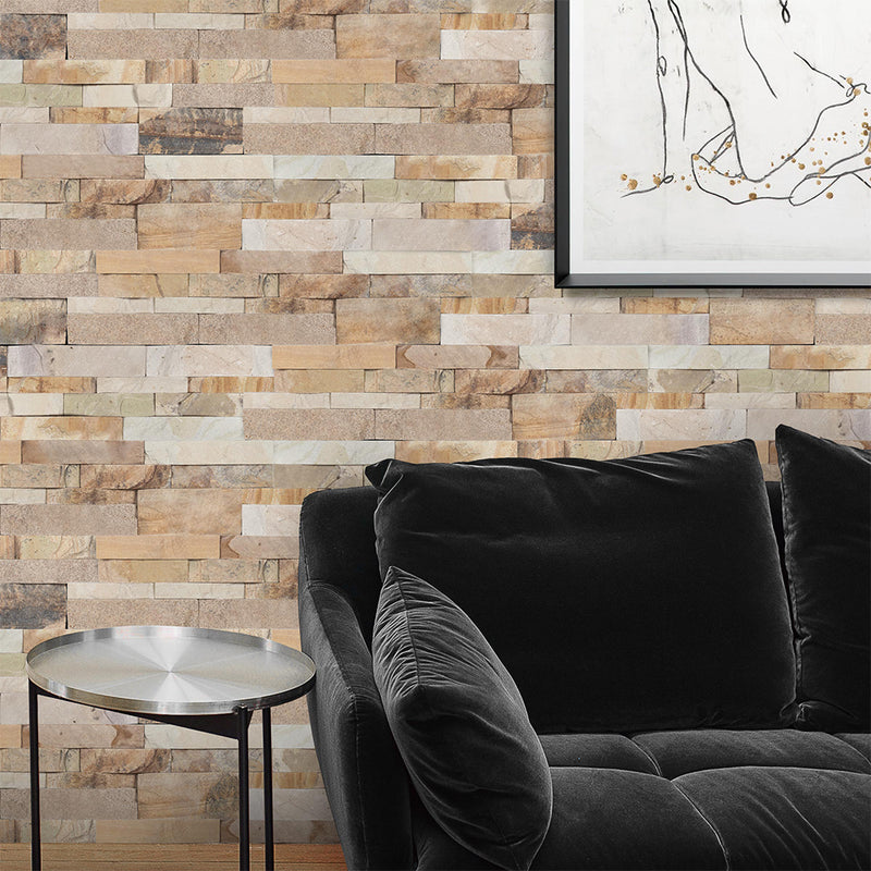 New Honey Wheat, 6" x 24" Ledger Panel | Stacked Natural Stone