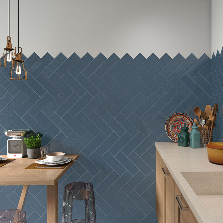 Navy 3D Mix, 4" x 12" Ceramic Tile | Kitchen Backsplash Tile by MSI
