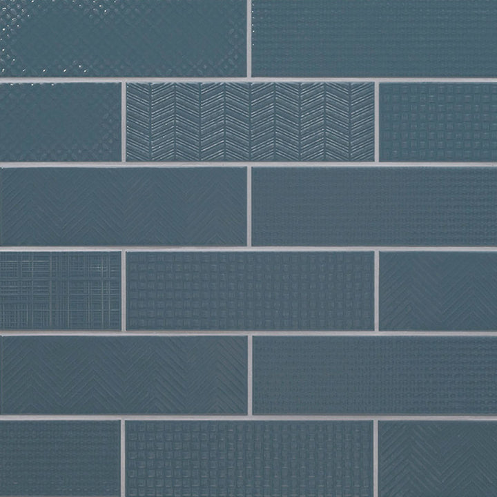 Navy 3D Mix, 4" x 12" Ceramic Tile | Kitchen Backsplash Tile by MSI