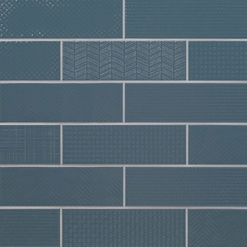 Navy 3D Mix, 4" x 12" Ceramic Tile | Kitchen Backsplash Tile by MSI