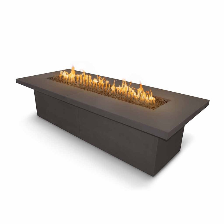 Newport 144" Fire Table, GFRC Concrete | The Outdoor Plus Fire Pits - Chestnut