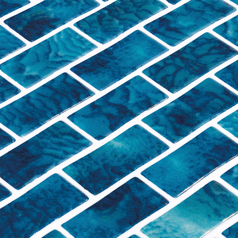 Arrecife Blue, 1" x 2" | ONIVANGARRBLU12 | Aquatica Glass Tile