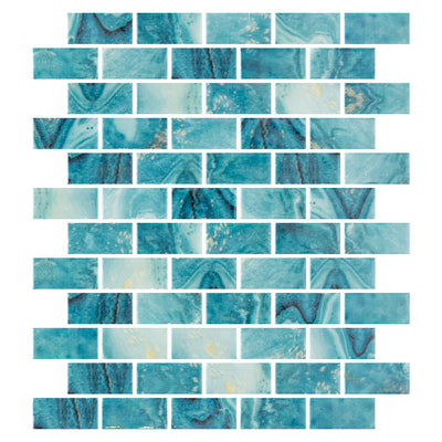 Forest Aqua, 1" x 2" | ONIVANGFORAQ12 | Aquatica Glass Tile