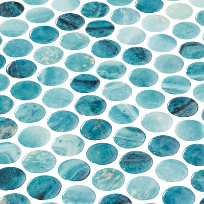 Forest Aqua, Penny Tile | Glass Mosaic Tile by Aquatica