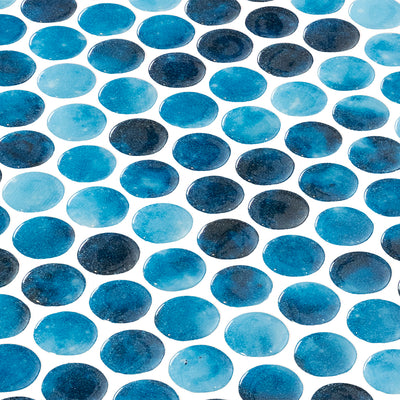 Sena, Penny Tile | Round Glass Mosaic Tile by Aquatica