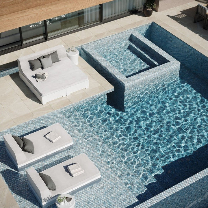 Oasis Blue, 1" x 1" Glass Tile | Pool, Spa, & Kitchen Tile