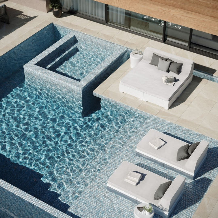 Oasis Blue, 1" x 1" Glass Tile | Pool, Spa, & Kitchen Tile