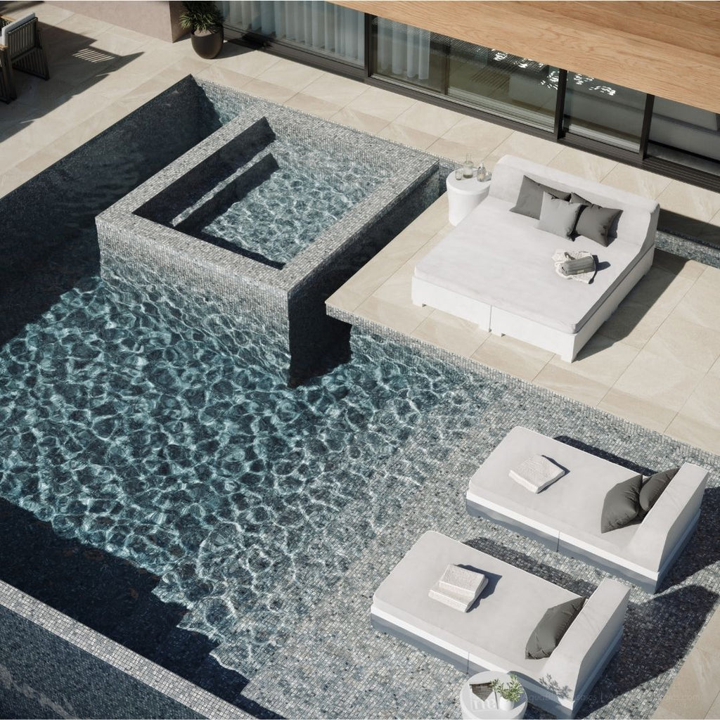 Oasis Gray, 1" x 1" Glass Tile | Pool, Spa, & Kitchen Tile