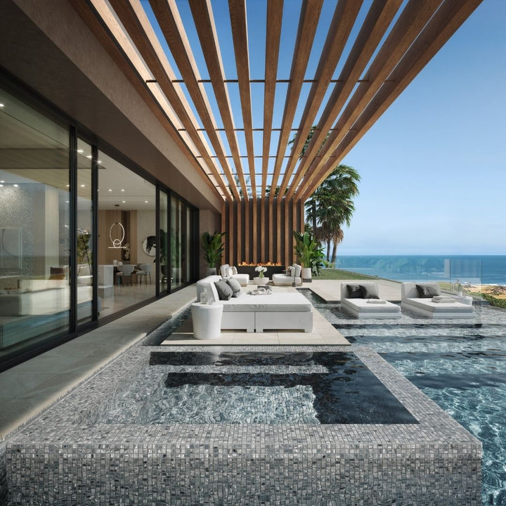 Oasis Gray, 1" x 1" Glass Tile | Pool, Spa, & Kitchen Tile