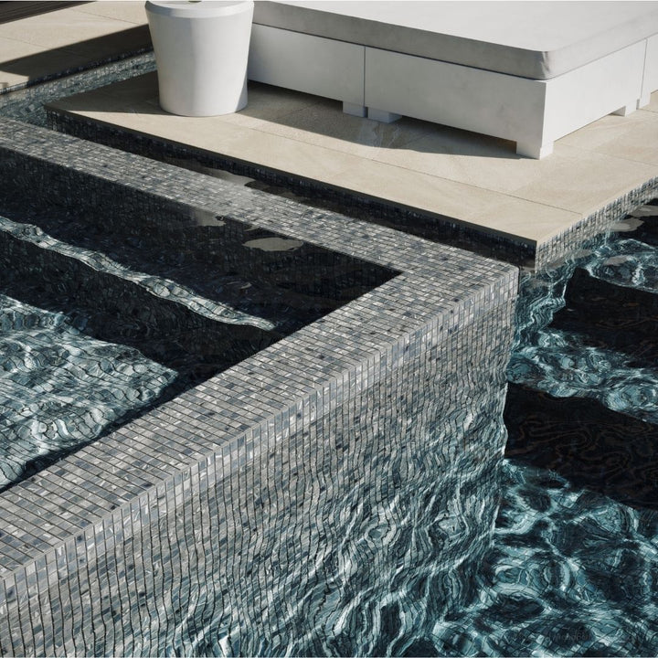 Oasis Gray, 1" x 1" Glass Tile | Pool, Spa, & Kitchen Tile
