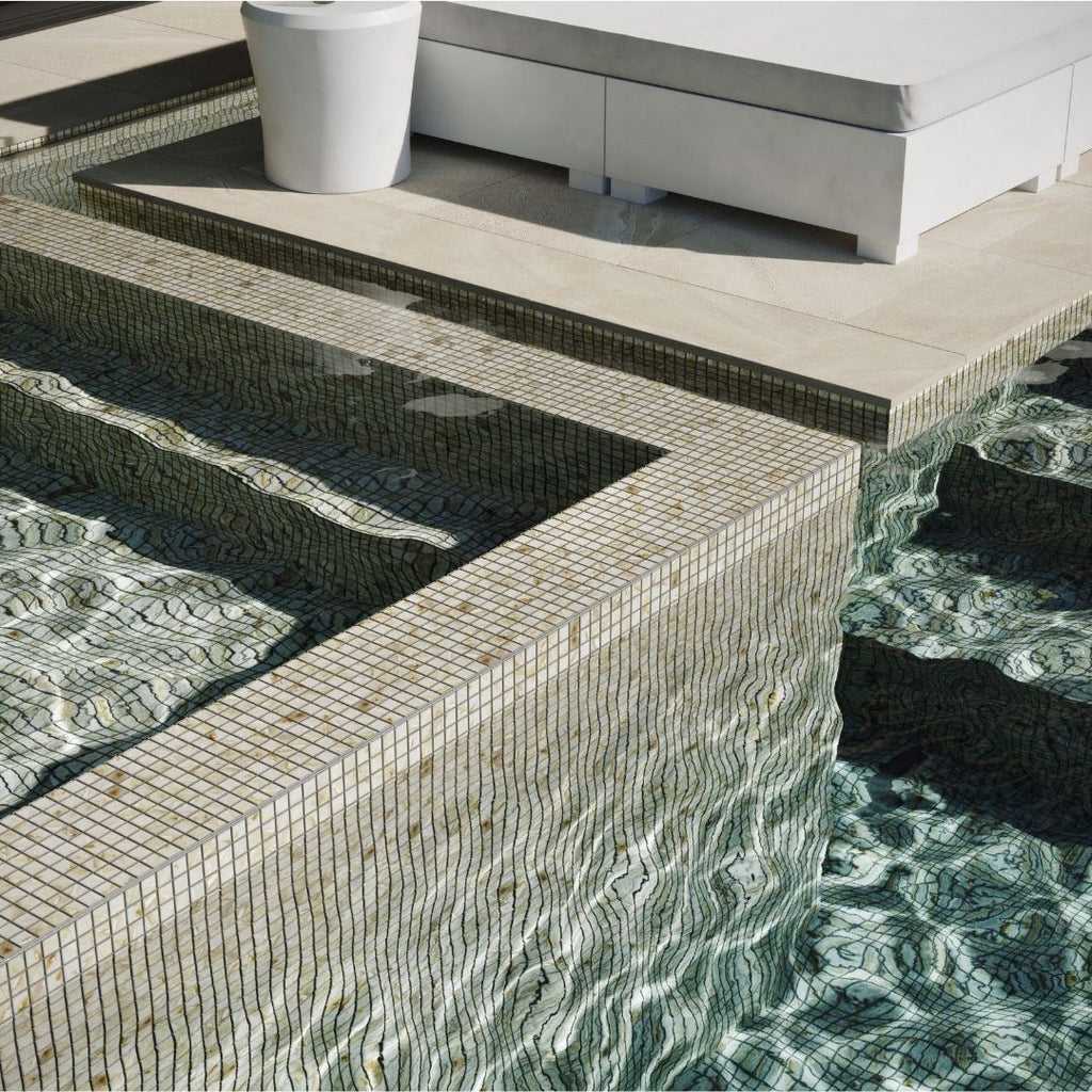 Oasis Marfil, 1" x 1" Glass Tile | Pool, Spa, & Kitchen Tile