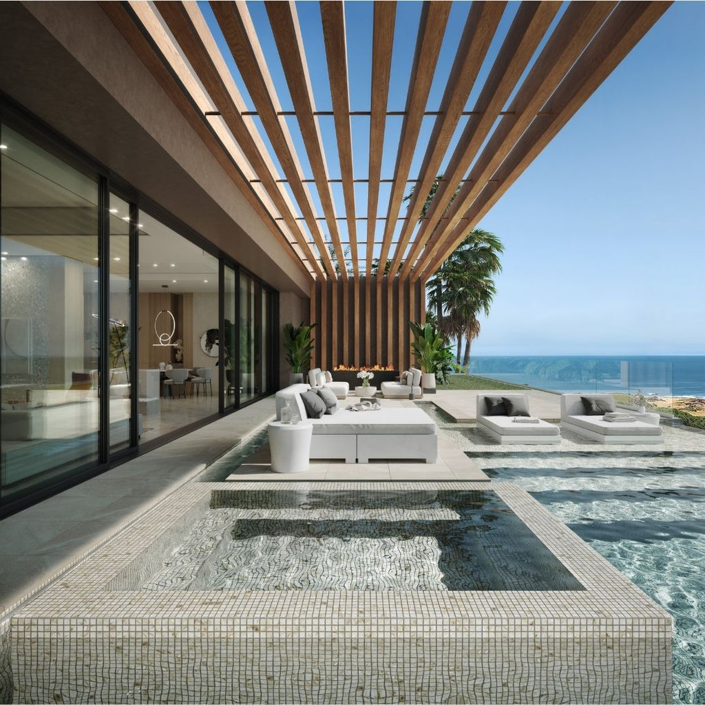 Oasis Marfil, 1" x 1" Glass Tile | Pool, Spa, & Kitchen Tile