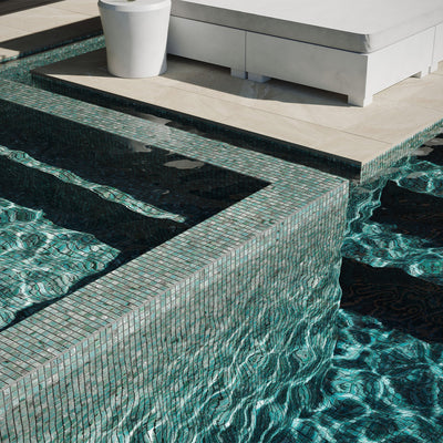 Oasis Turquoise, 1.5" x 1.5" + 1" x 1" Glass Tile | Pool, Spa, & Kitchen Tile
