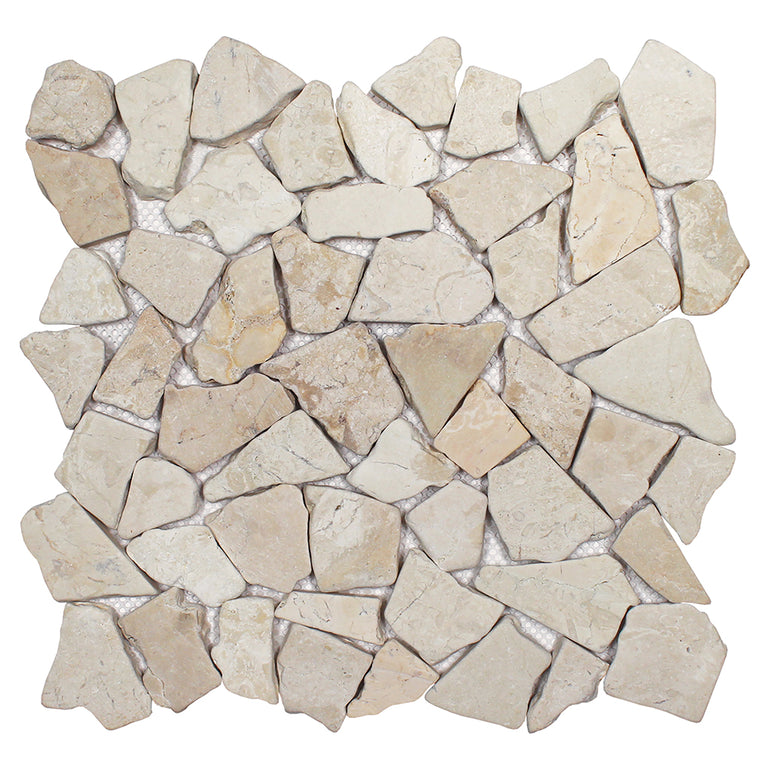 Matte White, Flat Pebble Tile | Natural Stone Mosaic Tile by Tesoro