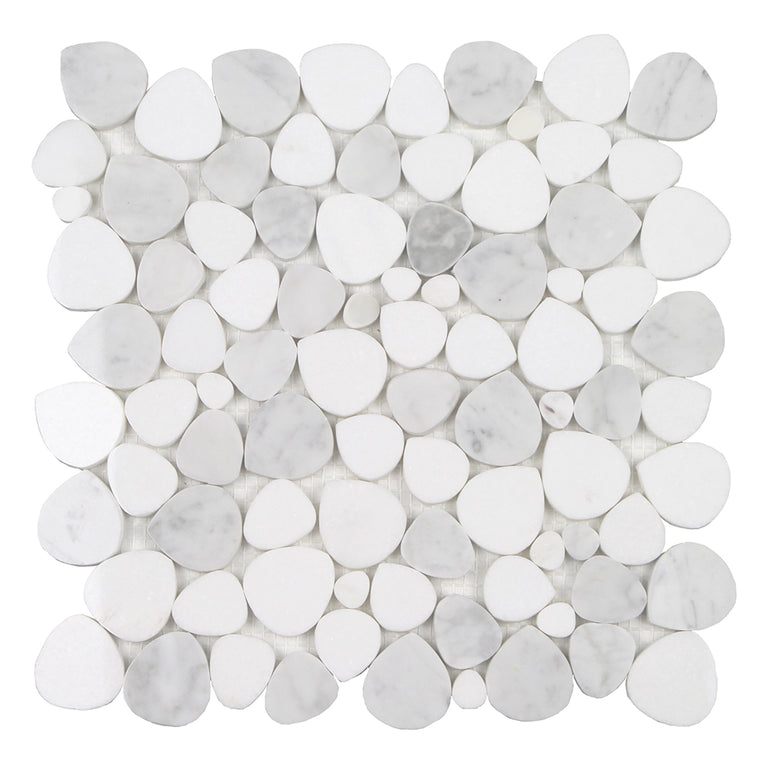 Bianco Carrera Thassos, Shaved Pebble Tile | Natural Stone by Tesoro