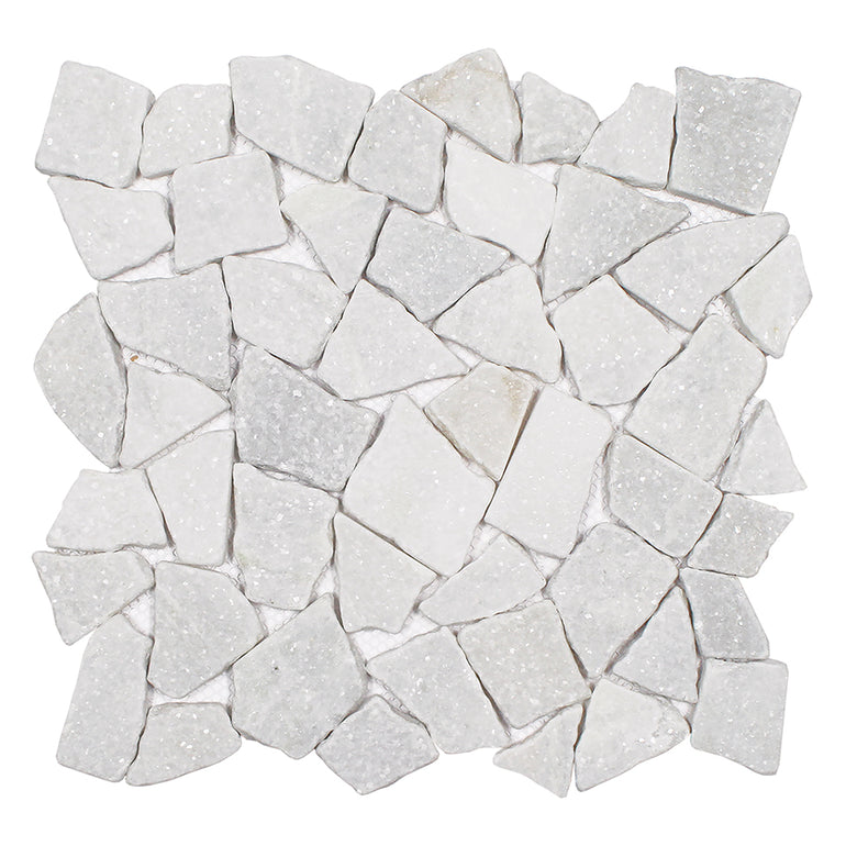 Sparkly White, Flat Pebble Tile | Natural Stone Mosaic Tile by Tesoro